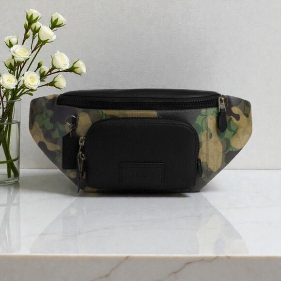 Coach Track Belt Bag In Signature Canvas With Green Camo Print CM184